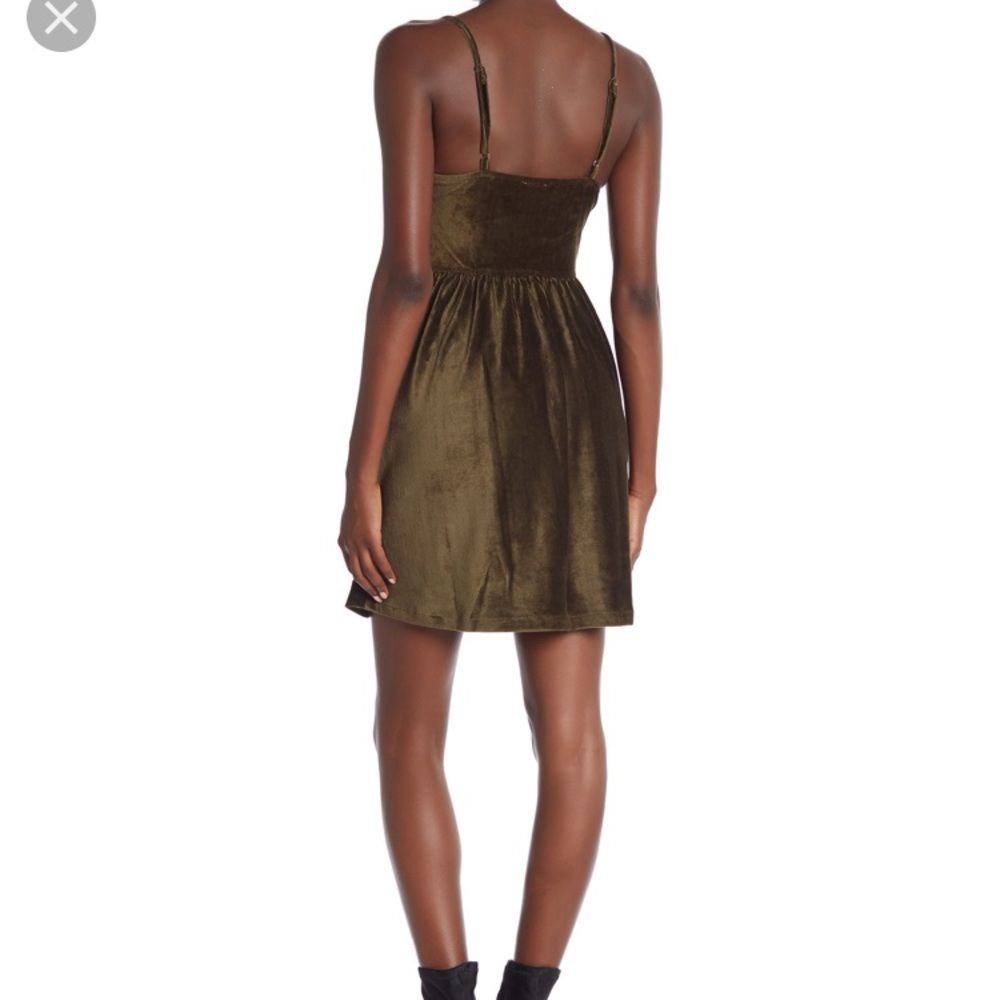 🌿 NWT  Good Luck Gem • Olive Velvet Dress - Picture 2 of 7